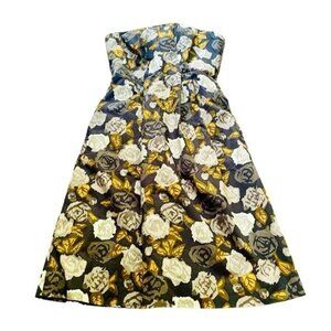 j crew gold leaf dress J.Crew Women's Beaded-strap dress in marigold block-print ramie (Size X-Small)